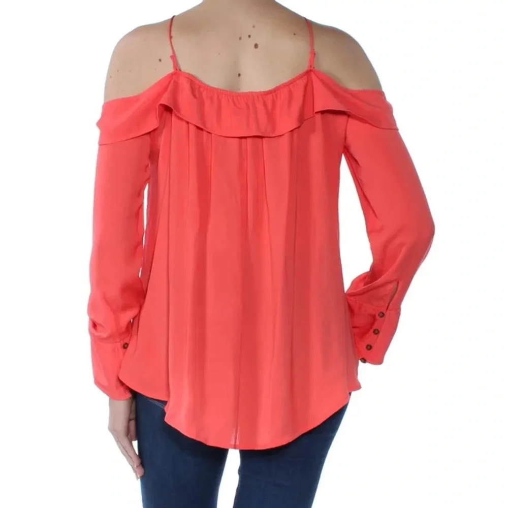 FREE PEOPLE Womens Coral Off Shoulder‎ Bell Sleeve Casual Top H13